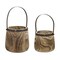 Melrose Set of 2 Wooden and Steel Metal Pails 14&#x22;
